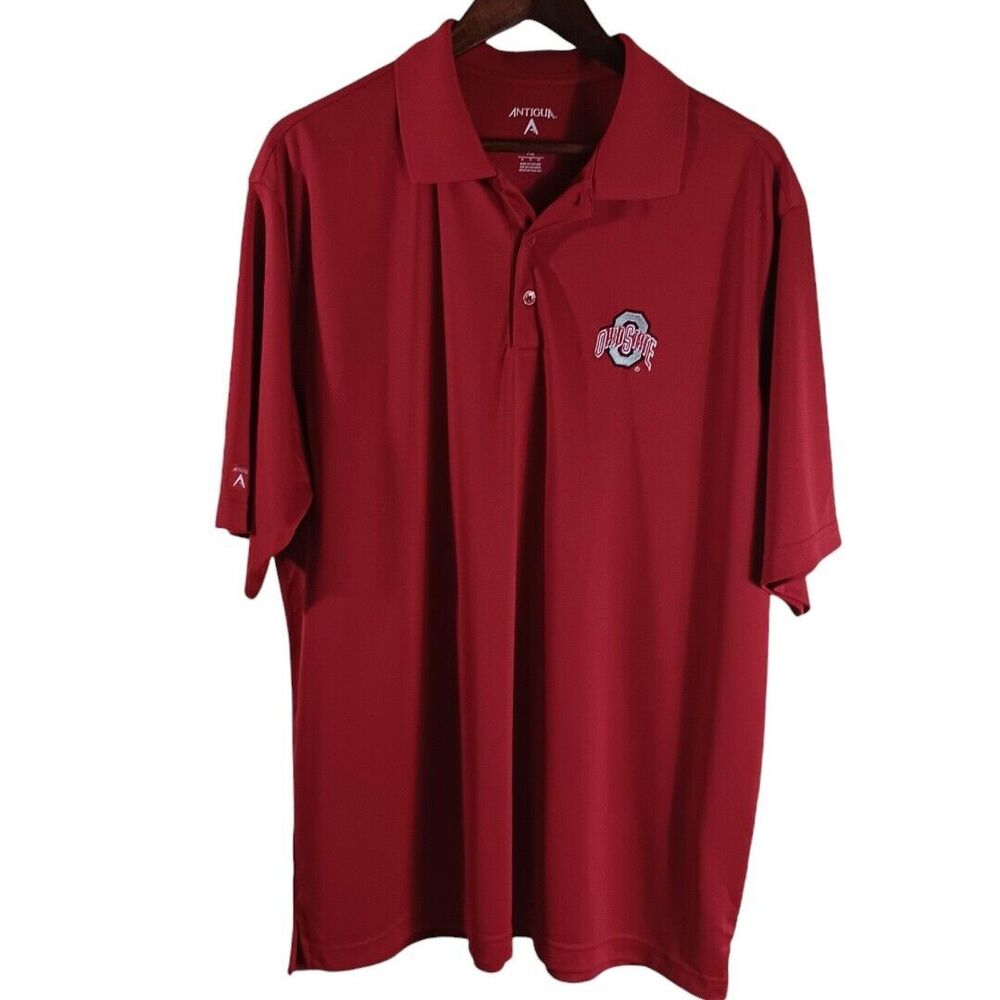 Ohio State Buckeyes Red Polo Shirt Mens XL Antiqua Sportswear Short Sleeve